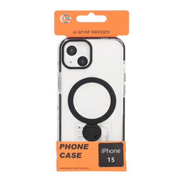 iPhone 15 Skal Ringstativ MagSafe Svart