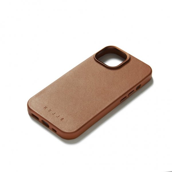 Mujjo iPhone 15 Skal Full Leather Case Dark Tan