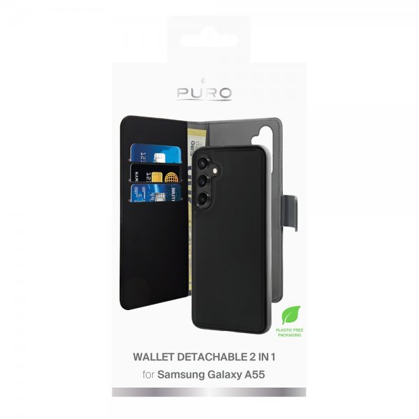 Puro Samsung Galaxy A55 Fodral Wallet Detachable 2 in 1 Svart