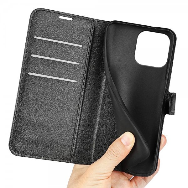iPhone 16 Pro Fodral Litchi Svart