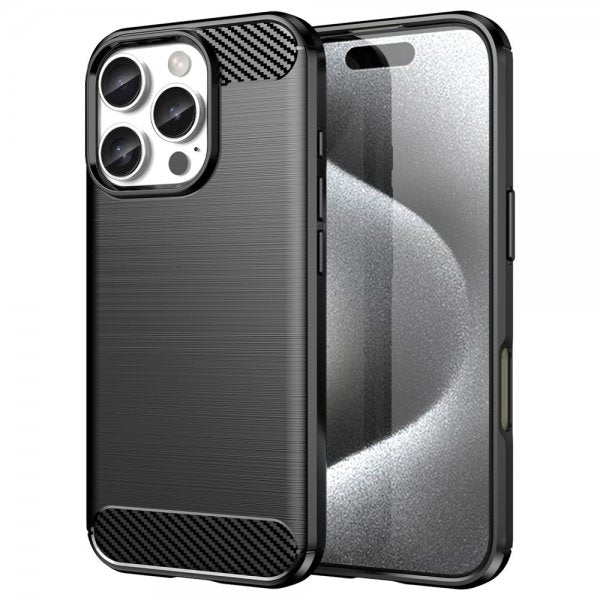 iPhone 16 Pro Max Skal Borstad Kolfibertextur Svart