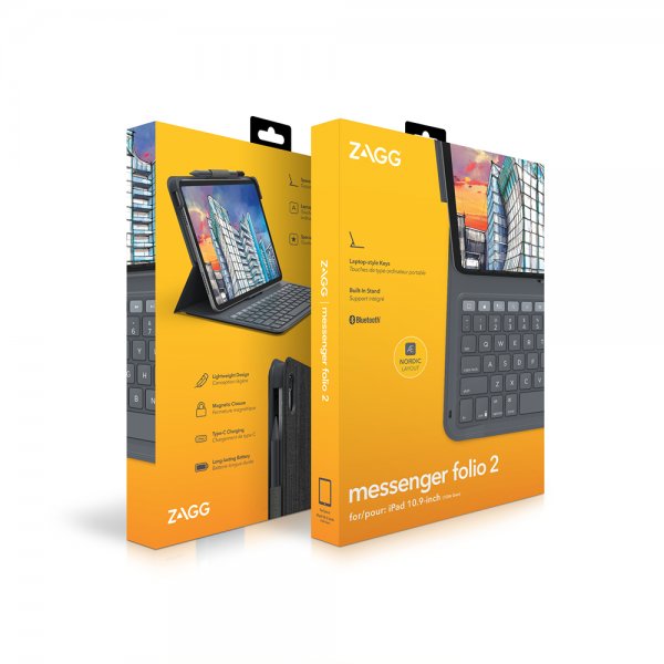 ZAGG iPad 10.9 (gen 10)/iPad 11 (A16) Fodral med tangentbord Messenger Folio 2 Nordic Layout Charcoal
