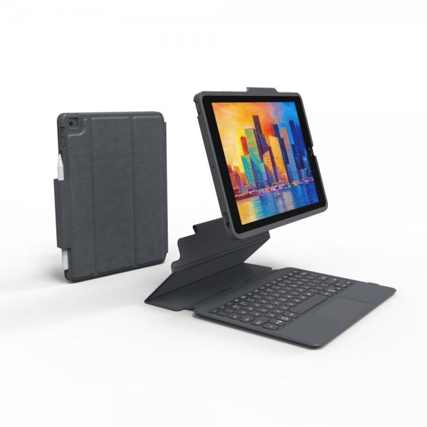 ZAGG iPad 10.2 Fodral med tangentbord Pro Keys with Trackpad Nordic Svart Grå