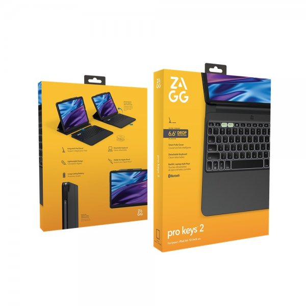 ZAGG iPad Air 13 (M2/M3/M4) Fodral med Tangentbord Pro Keys 2 Nordic Layout Svart