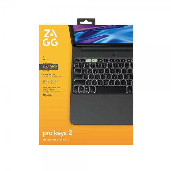ZAGG iPad Air 13 (M2/M3/M4) Fodral med Tangentbord Pro Keys 2 Nordic Layout Svart