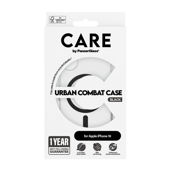 CARE by PanzerGlass iPhone 16 Skal Urban Combat MagSafe Svart Transparent