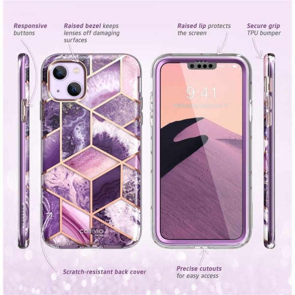 Supcase iPhone 14 Plus Skal Cosmo Purple Marble