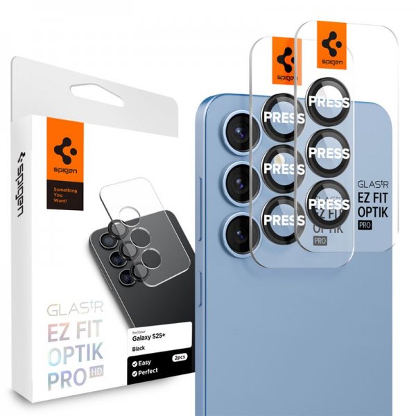 Spigen Samsung Galaxy S25 Plus Kameraskydd GLAS.tR EZ Fit Optik Pro 2-pack Svart