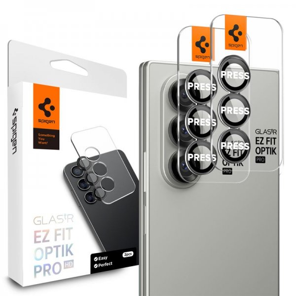 Spigen Samsung Galaxy Z Fold 7 Kameraskydd GLAS.tR EZ Fit Optik Pro 2-pack Svart