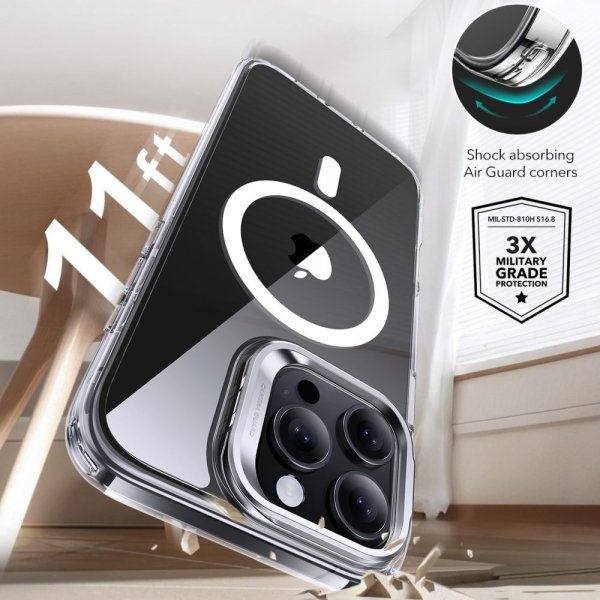 ESR iPhone 16 Pro Skal och Skärmskydd Classic Hybrid Kickstand MagSafe Set Transparent