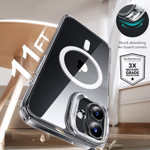 ESR iPhone 16 Skal och Skärmskydd Classic Hybrid Kickstand MagSafe Set Transparent