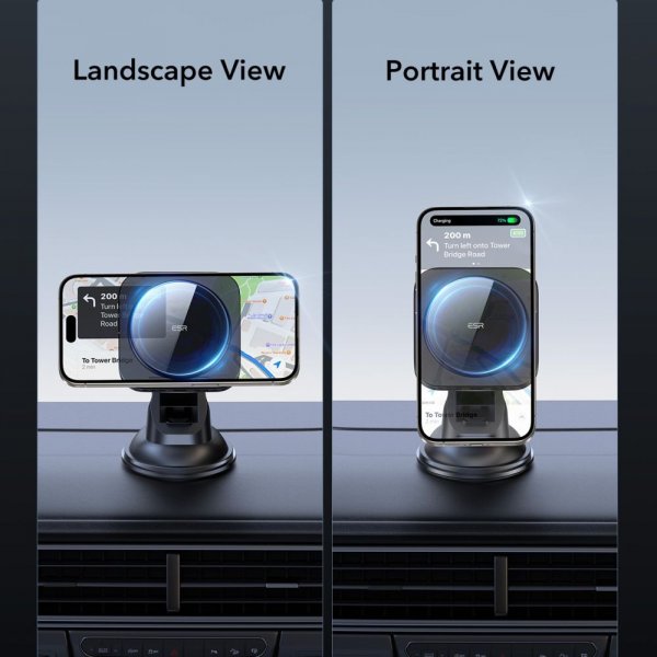ESR Bilhållare Qi2 Dashboard Wireless Car Charger HaloLock Svart