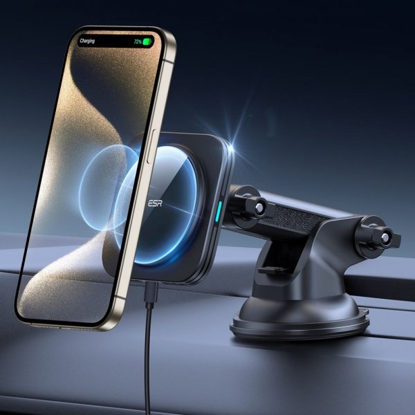 ESR Bilhållare Qi2 Dashboard Wireless Car Charger HaloLock Svart