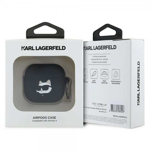 Karl Lagerfeld AirPods 4 Skal Choupette 3D Svart