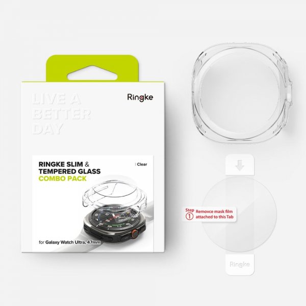 Ringke Samsung Galaxy Watch Ultra 47mm Skal och Skärmskydd Slim & Glass Transparent