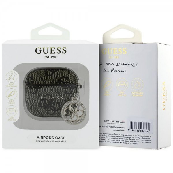 Guess AirPods 4 Skal Classic Logo 4G Charm Brun