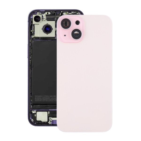 iPhone 15 Plus Baksida Glas med Magnet och Kameralins - Rosa