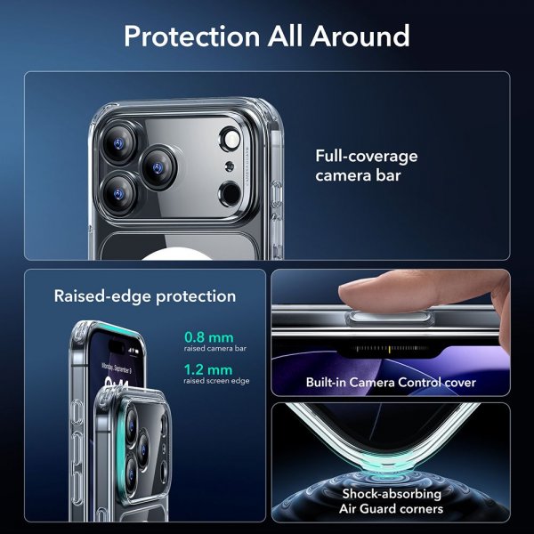 ESR iPhone 17 Pro Skal och Skärmskydd Classic Hybrid MagSafe Set Transparent
