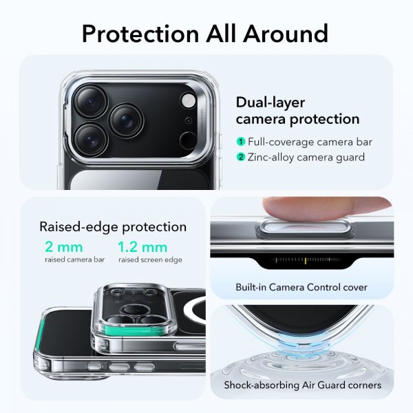 ESR iPhone 17 Pro Skal Classic Hybrid Kickstand MagSafe Transparent