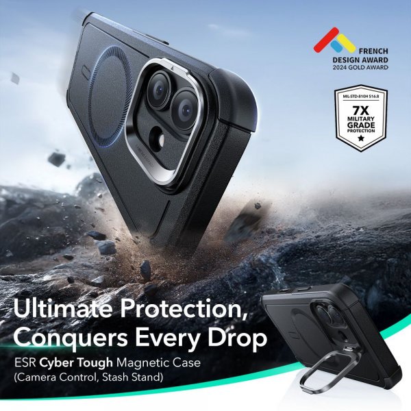 ESR iPhone 17 Skal Cyber Tough Kickstand MagSafe Svart