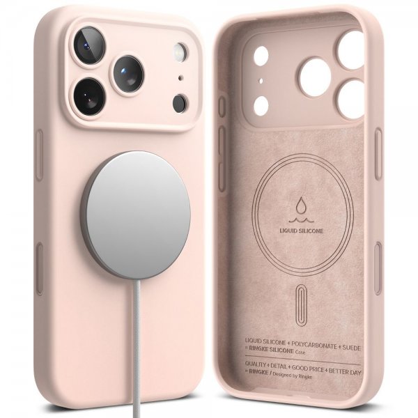 Ringke iPhone 17 Pro Max Skal Silicone Magnetic Pink Sand