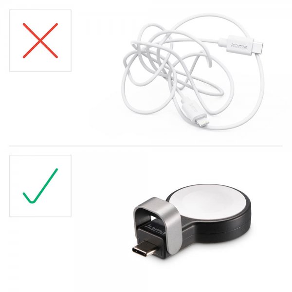 Hama Apple Watch Laddare med USB-C kontakt Svart