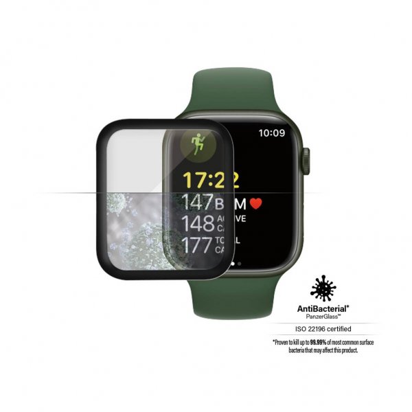 PanzerGlass Apple Watch 41mm (Series 7/8/9) Skärmskydd Antibacterial Svart