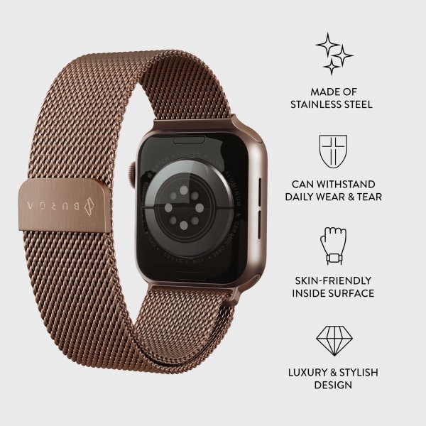 Burga Apple Watch 38/40/41/42mm Armband Metal Mesh Roseguld