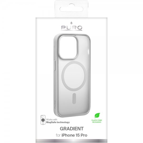 Puro iPhone 15 Pro Skal Gradient MagSafe Silver