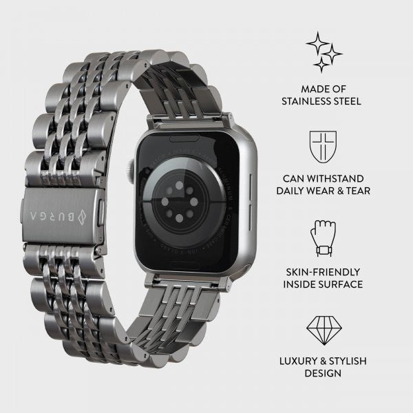 Burga Apple Watch 44/45/46mm/Ultra 49mm Armband Metal Silver