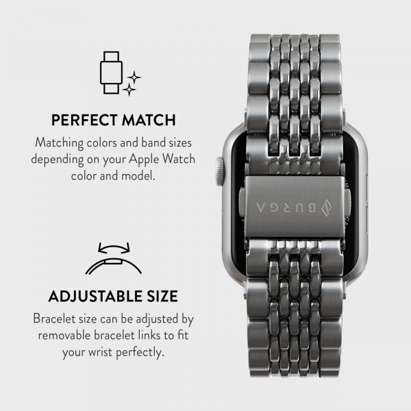 Burga Apple Watch 44/45/46mm/Ultra 49mm Armband Metal Silver