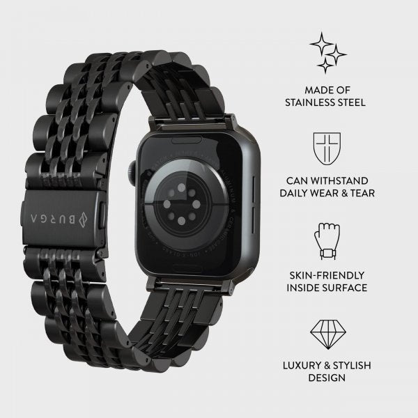 Burga Apple Watch 38/40/41/42mm Armband Metal Svart