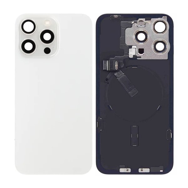 iPhone 15 Pro Max Baksida Glas Komplett OEM - Vit