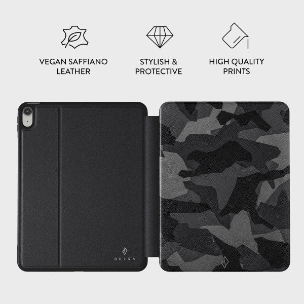 Burga iPad 10.9 (gen 10)/iPad 11 (A16) Fodral Folio Night Black Camouflage