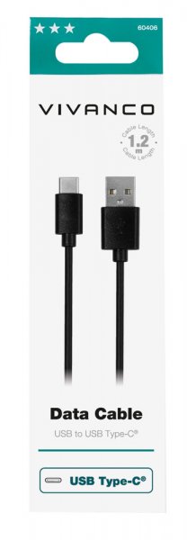 Vivanco Kabel Data Cable USB-A/USB-C 1.2m Svart