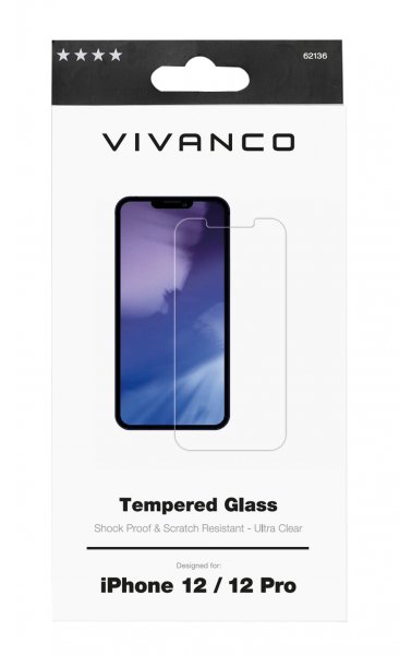 Vivanco iPhone 12/iPhone 12 Pro Skärmskydd Härdat Skyddsglas 9H