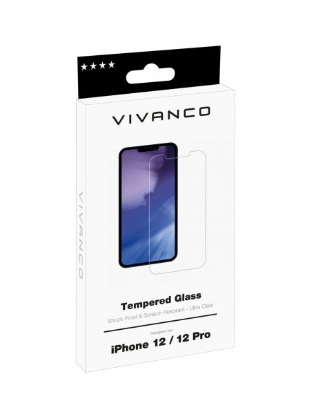 Vivanco iPhone 12/iPhone 12 Pro Skärmskydd Härdat Skyddsglas 9H