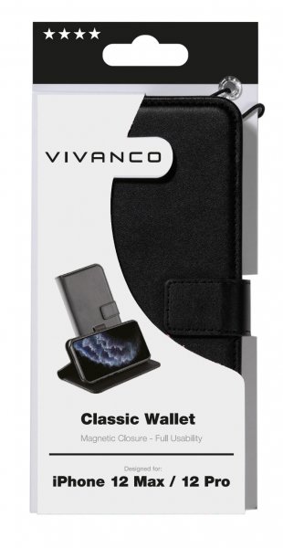 Vivanco iPhone 12/iPhone 12 Pro Fodral Classic Wallet Svart