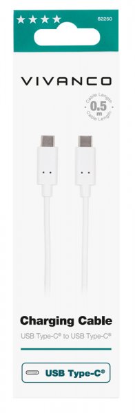 Vivanco Kabel Charging Cable USB-C/USB-C 2.0 0.5m Vit