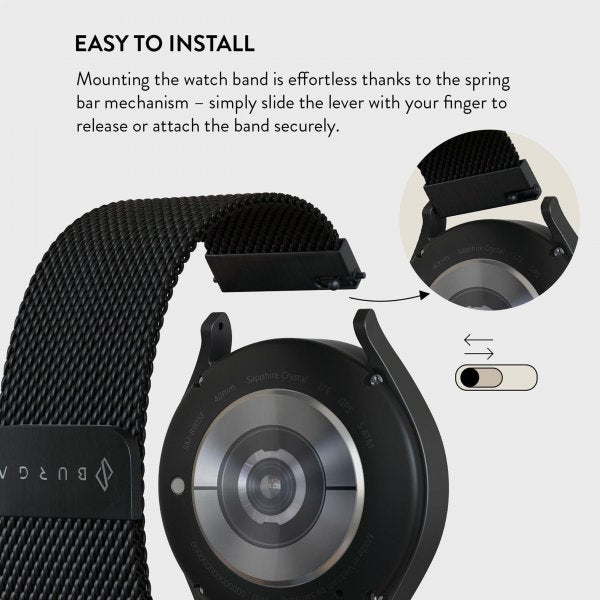 Burga Samsung Galaxy Watch 20mm Armband Metal Mesh Svart