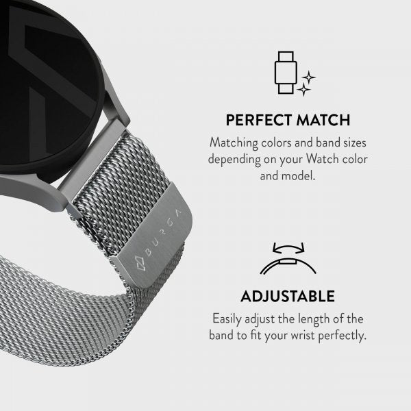Burga Samsung Galaxy Watch 20mm Armband Metal Mesh Silver