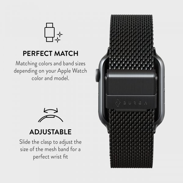 Burga Apple Watch 44/45/46mm/Ultra 49mm Armband Mesh Elegance Svart