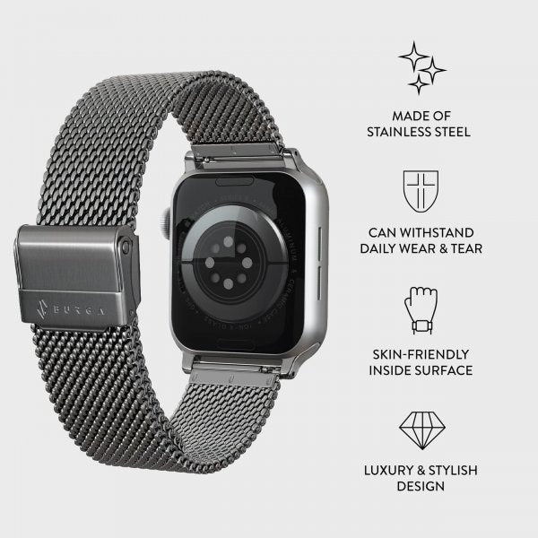 Burga Apple Watch 38/40/41/42mm Armband Mesh Elegance Silver