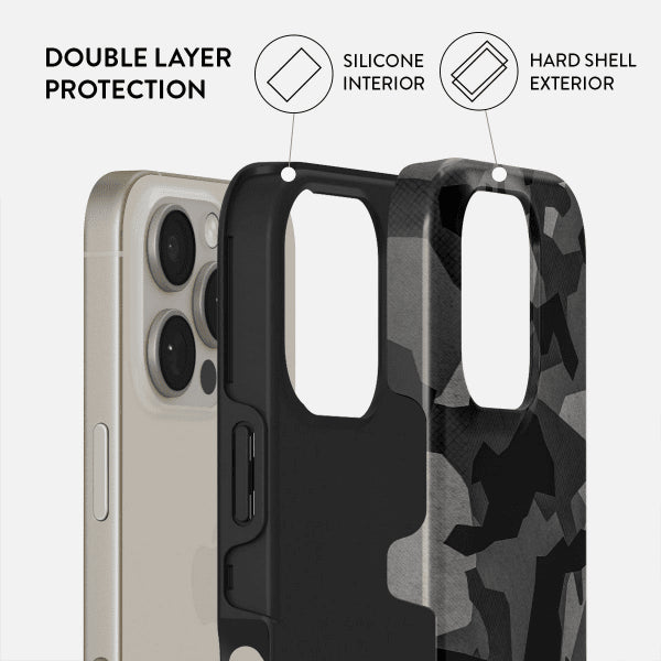Burga iPhone 15 Skal Tough Night Black Camo