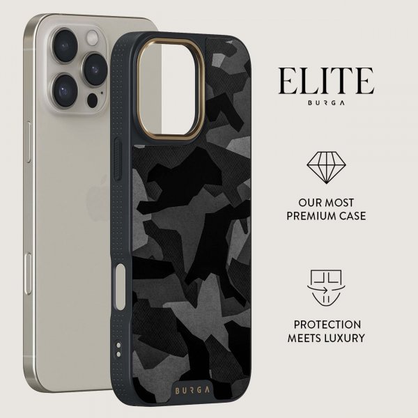 Burga iPhone 16 Pro Max Skal Elite Dark MagSafe Night Black Camo