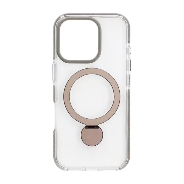 iPhone 16 Pro Max Skal Ringstativ MagSafe Grå Transparent