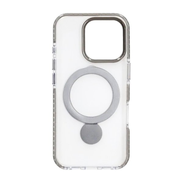 iPhone 16 Pro Skal Ringstativ MagSafe Grå Transparent