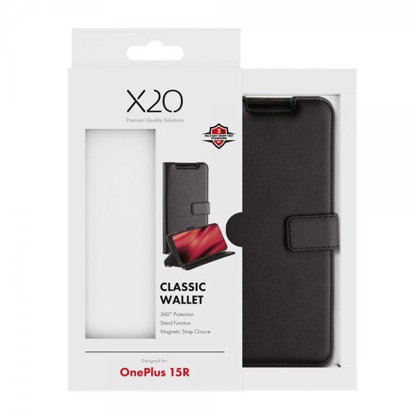 X2O OnePlus 15R Fodral Classic Wallet Svart