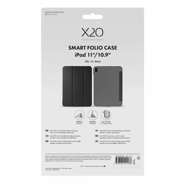 X2O iPad 10.9 (gen 10)/iPad 11 (A16) Fodral Smart Folio Svart