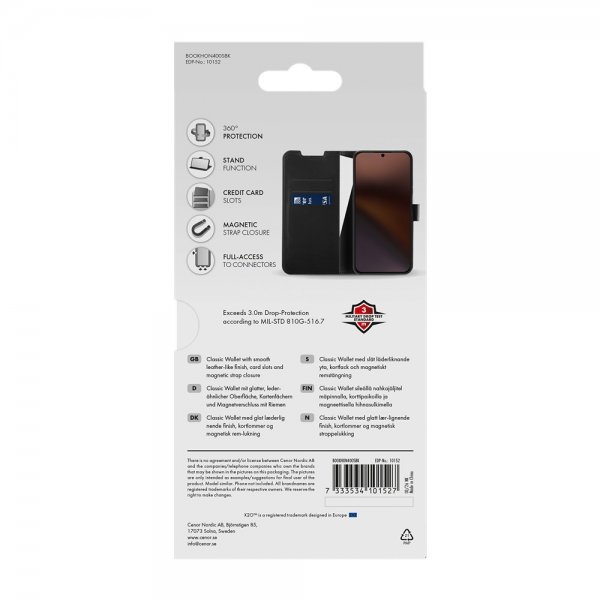 X2O Honor 400 Smart Fodral Classic Wallet Svart